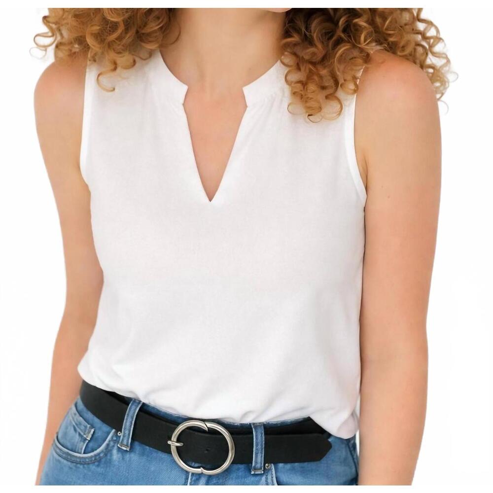NEW SHANNALEE cotton cut neck a-line top in chalk